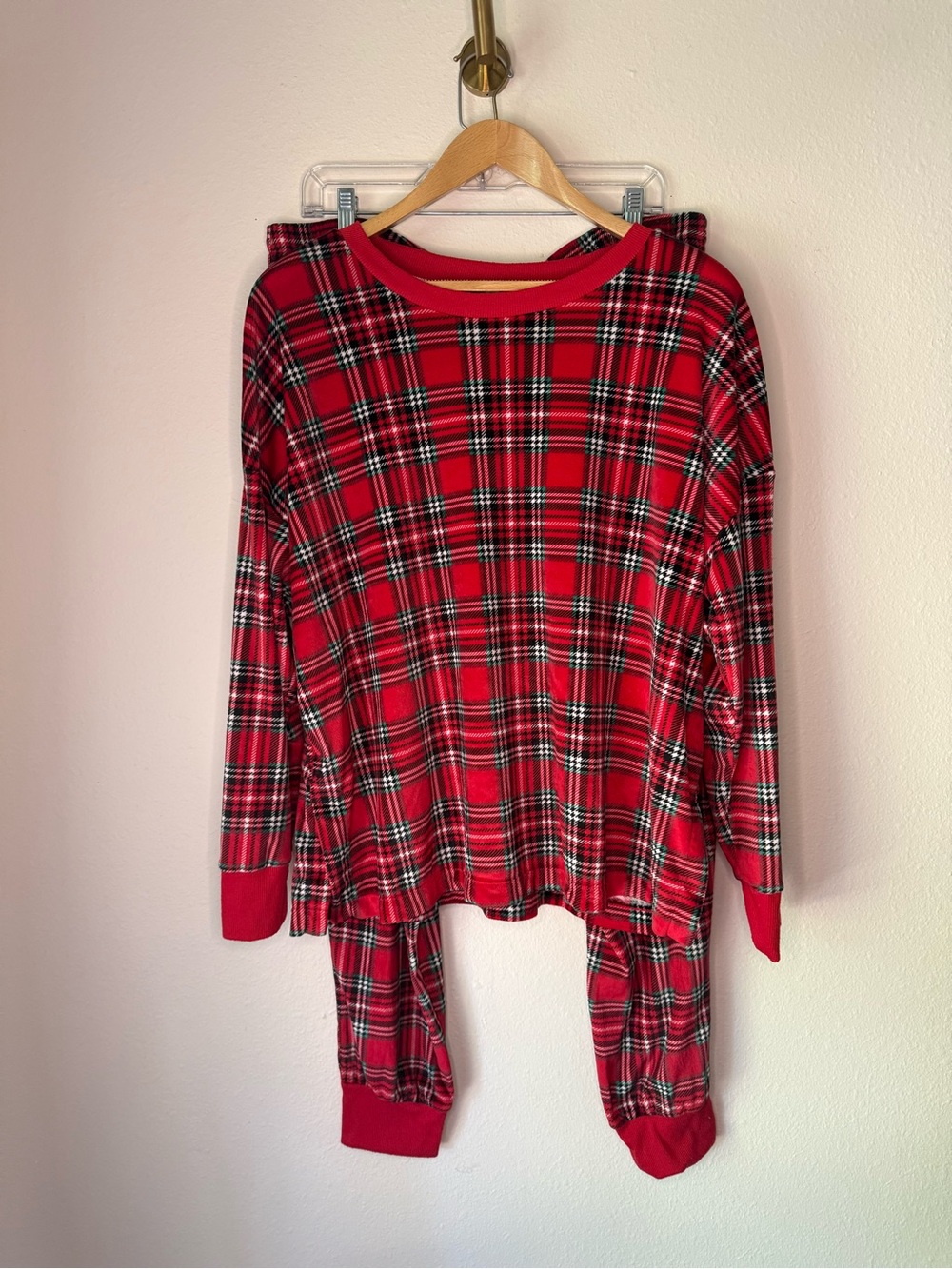 Joyspun Red Plaid Holiday Christmas Fleece Pajama Set Women’s XL 16-18